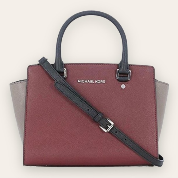 MICHAEL Michael Kors - Selma Top Trio Colorblock Saffiano Leather Satchel. - Picture 13 of 13